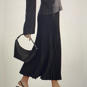 Jenni Kayne  Slate Grey NWT Pleated Skirt  with Black Trim Size XS